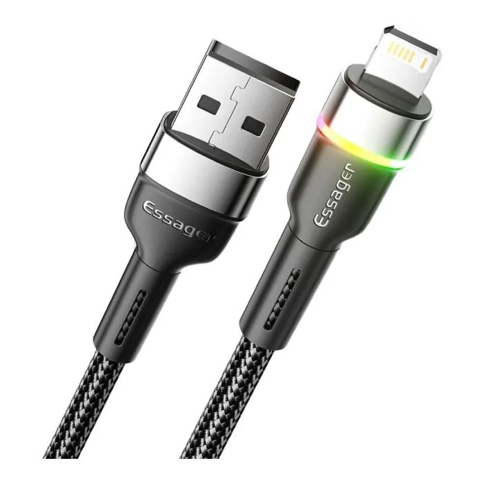 Дата кабель USB 2.0 AM to Lightning 1.0m 2.4A black Essager (EXCL-XCD01) изображение 2