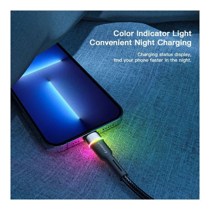 Дата кабель USB 2.0 AM to Lightning 1.0m 2.4A black Essager (EXCL-XCD01) изображение 6