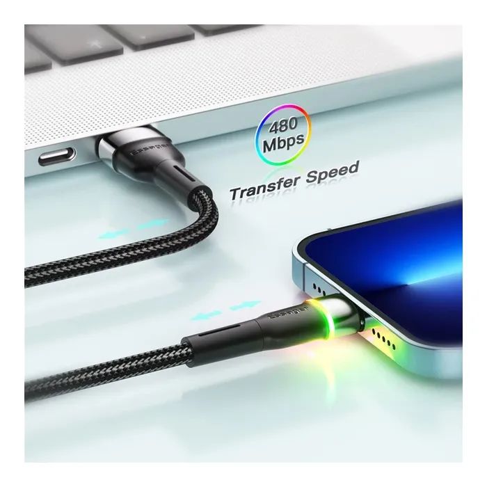 Дата кабель USB 2.0 AM to Lightning 1.0m 2.4A black Essager (EXCL-XCD01) изображение 7
