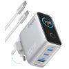 Зарядний пристрій Anker 2xUSB-C PD100W + 1xUSB GaN w Display + cable USB-C silver (B121BG41)