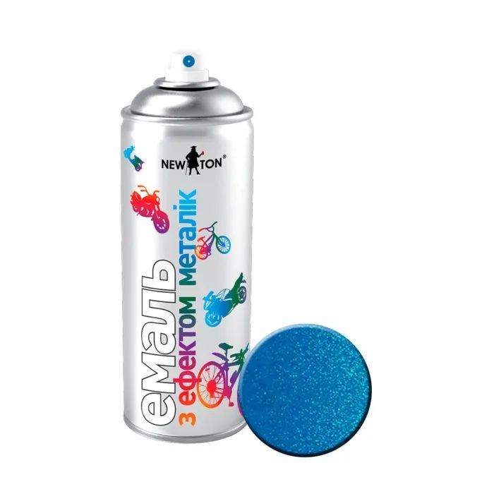 Аерозольна фарба для автомобіля New Ton універсальна синя з ефектом "металік" 400мл (000000255)