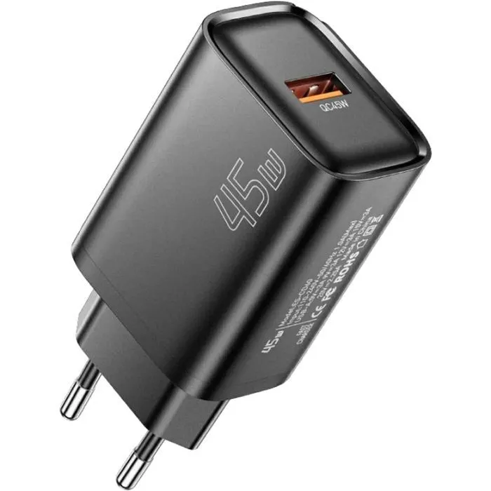 Зарядний пристрій Essager USB-A QC3.0 45W black (ECT45W-RPB01-Z)