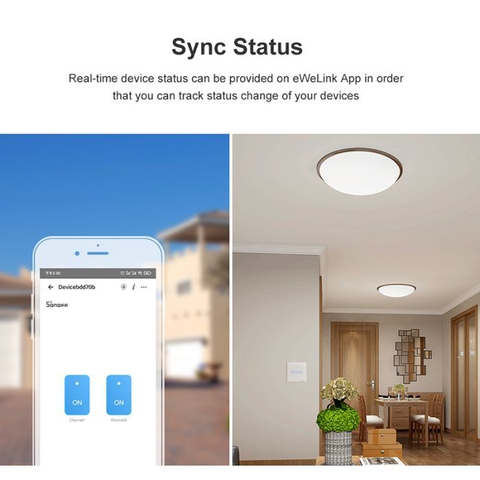 Розумний вимикач Sonoff T3EU2C-TX зображення 10