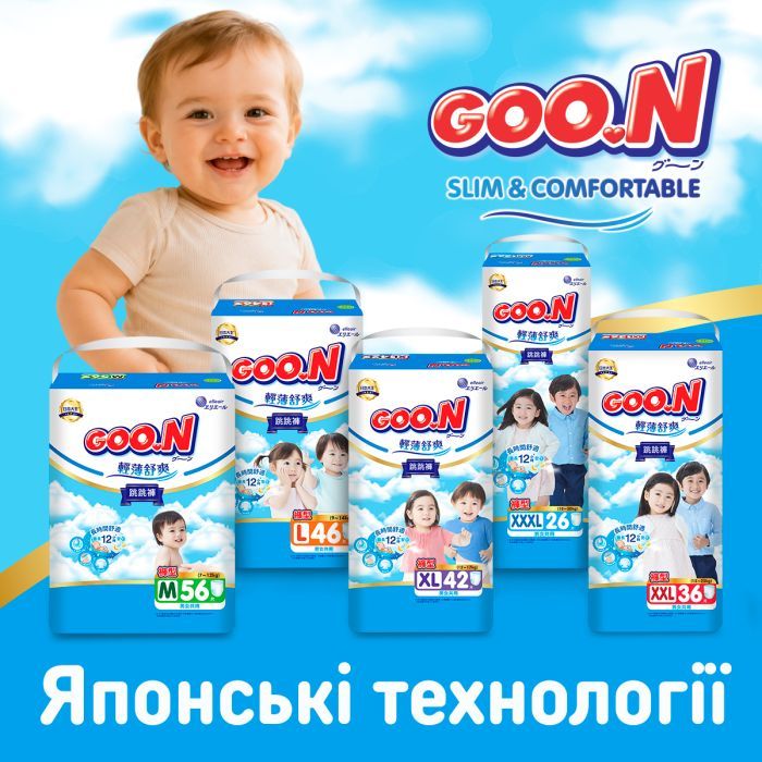Подгузники GOO.N Slim & Comfortable Розмір 3 M 7-12 кг 56 шт (21001091) изображение 10