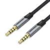 Кабель мультимедийный 3.5mm M to 3.5mm M 1.5m (4pin) gray Vention (BAQHG)