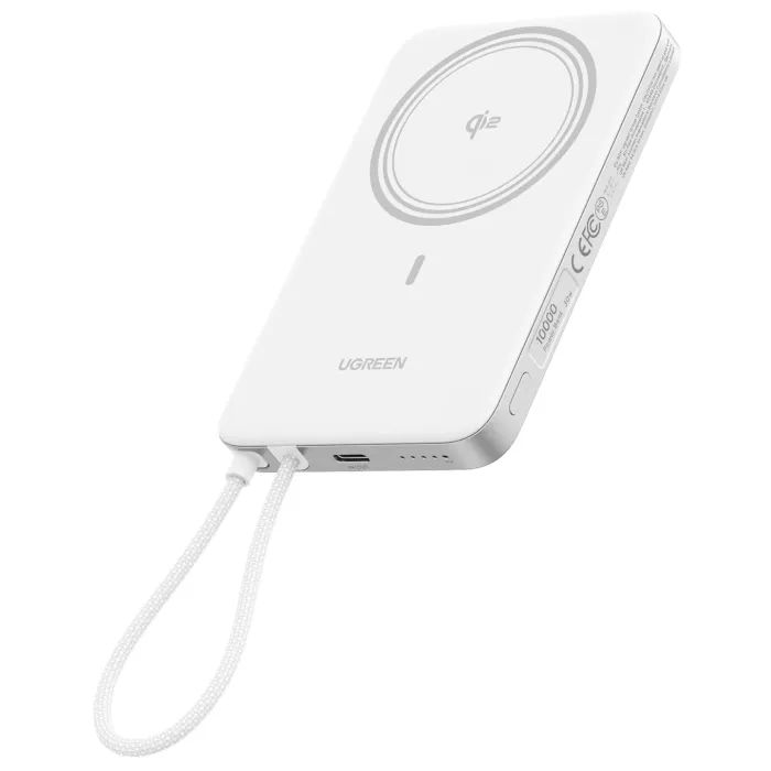 Батарея універсальна Ugreen 10000mAh 30W 1xUSB-C + 15W Magnetic Wireless + cable USB-C white (75983B) зображення 5