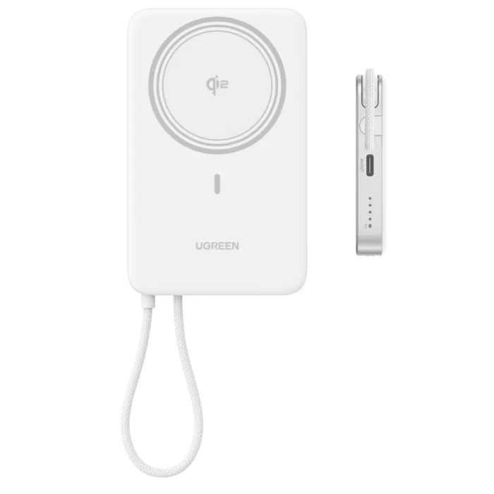 Батарея універсальна Ugreen 10000mAh 30W 1xUSB-C + 15W Magnetic Wireless + cable USB-C white (75983B) зображення 7