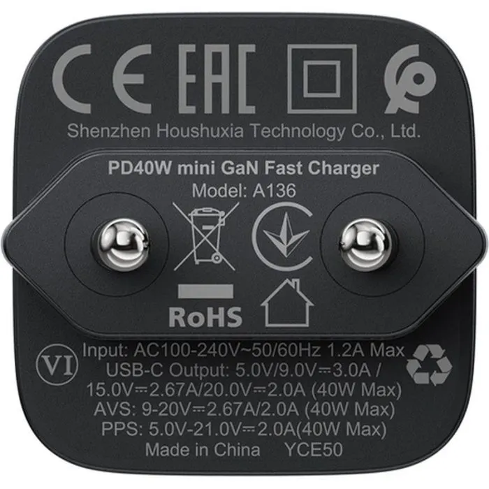 Зарядное устройство Acefast A136 USB-C PD40W GaN black (6974316286233) изображение 6