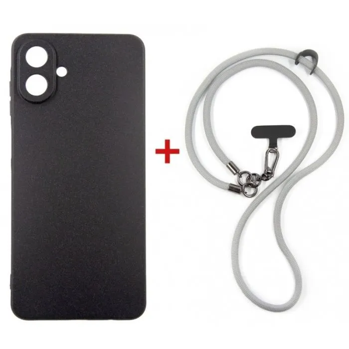 Чехол для мобильного телефона Dengos Case + Cross-body Strap Samsung Galaxy A07 Black+Grey (DG-KM-CCRB-15)