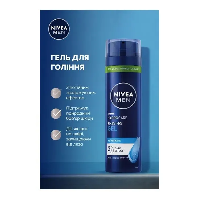 Гель для бритья Nivea MEN Hydrocare Shaving Gel 200 мл (5900017102825) изображение 8