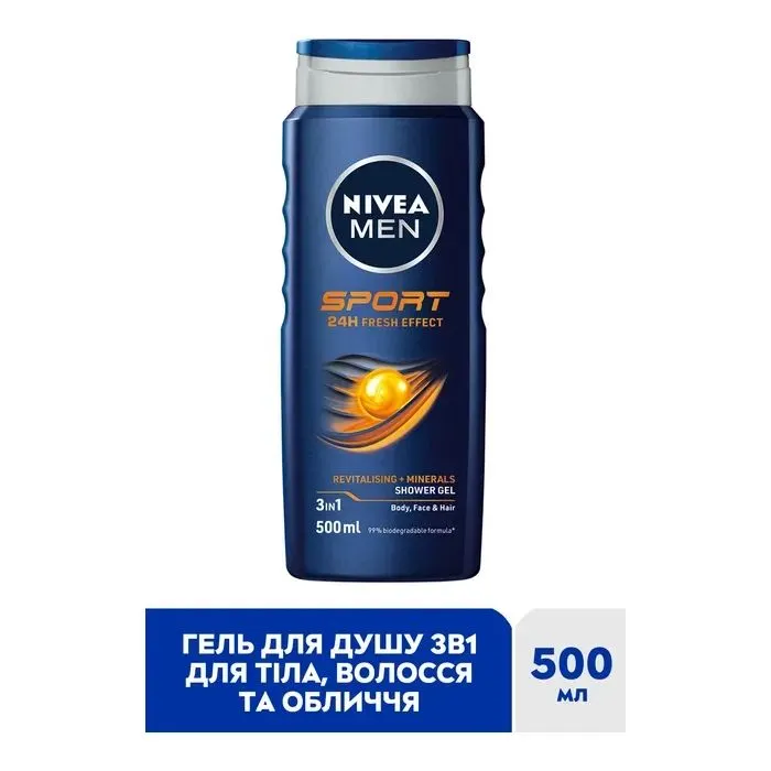 Гель для душа Nivea MEN Sport Shower Gel 500 мл (4006000010151) изображение 3