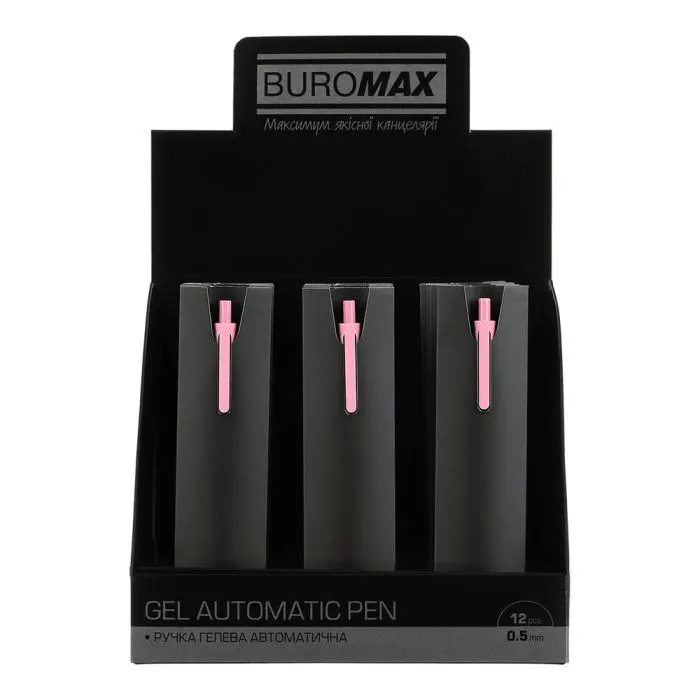 Ручка гелева Buromax автоматична SILK, 0,5 мм, сині чорнила, рожева (BM.83100-10) зображення 5