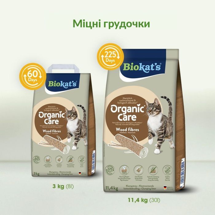 Наполнитель для туалета Biokat's Organic Care деревянный 30 л/11.4 кг (4002064617510) изображение 11