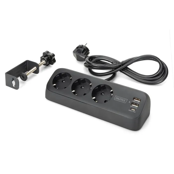 Мережевий фільтр живлення Digitus 3 розетки, 2xUSB-A, 1xUSB-C,1.5м, Black (DA-70625) зображення 2