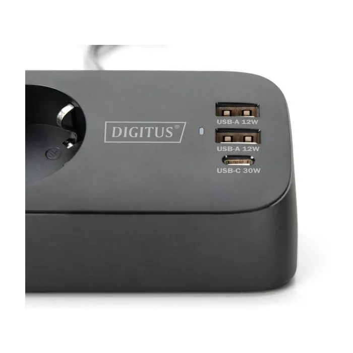 Мережевий фільтр живлення Digitus 3 розетки, 2xUSB-A, 1xUSB-C,1.5м, Black (DA-70625) зображення 4