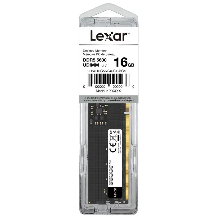 Модуль пам'яті для комп'ютера DDR5 16GB 5600 MHz Black Lexar (LD5U16G56C46ST-BGS) зображення 5