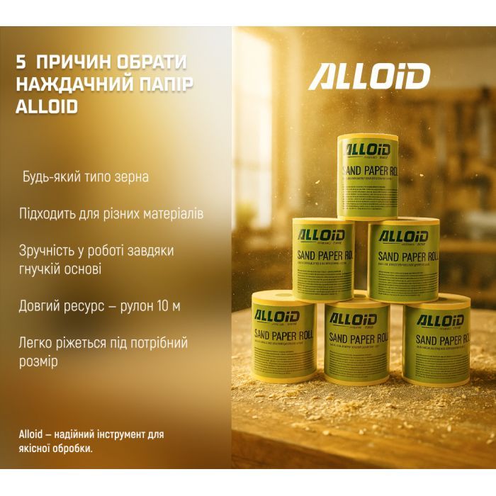 Наждачний папір Alloid на паперовій основі, 115мм х 10м, зерно 120 (SP-10120) зображення 8