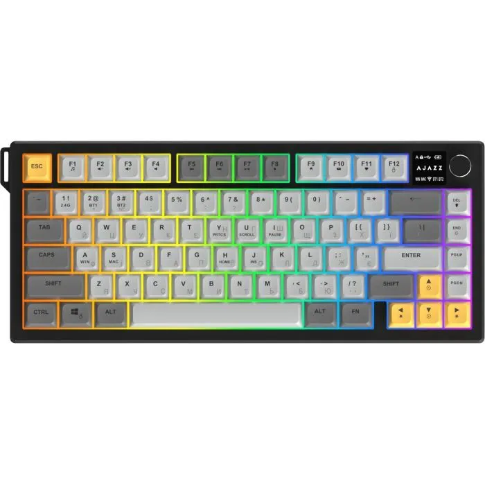 Клавіатура Ajazz AF82 Wireless/Bluetooth/USB UA Black/Gray/Yellow (AF82-BGY)