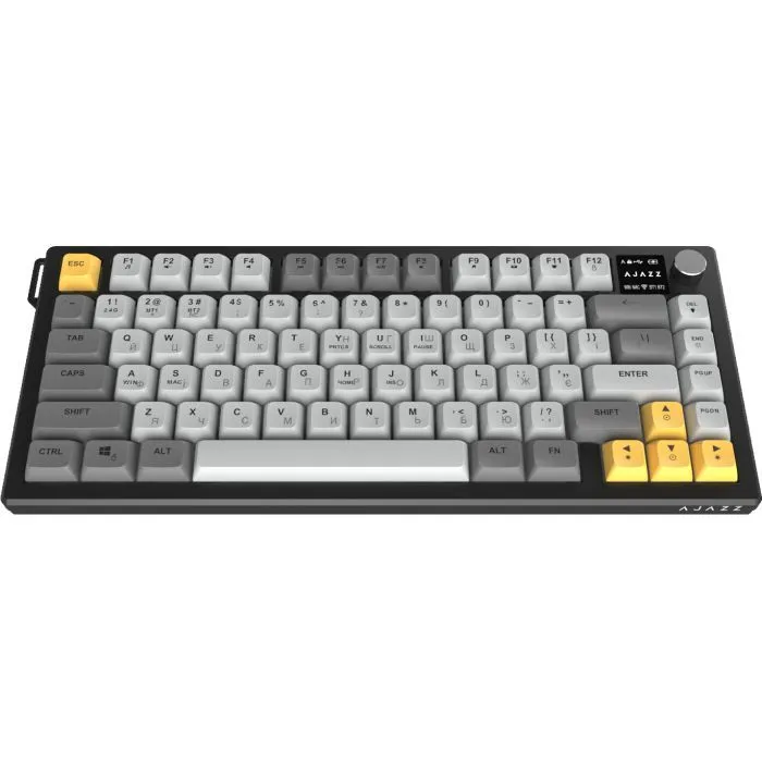 Клавіатура Ajazz AF82 Wireless/Bluetooth/USB UA Black/Gray/Yellow (AF82-BGY) зображення 3