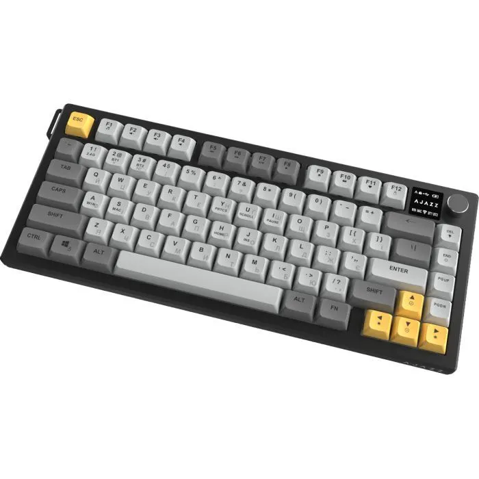 Клавіатура Ajazz AF82 Wireless/Bluetooth/USB UA Black/Gray/Yellow (AF82-BGY) зображення 4