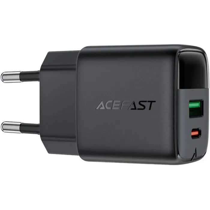 Зарядний пристрій Acefast 1xUSB-C + 1xUSB 25W GaN with digital display black (6974316284437) зображення 4