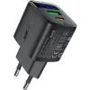 Зарядное устройство Acefast 1xUSB-C + 1xUSB 25W GaN with digital display black (6974316284437)