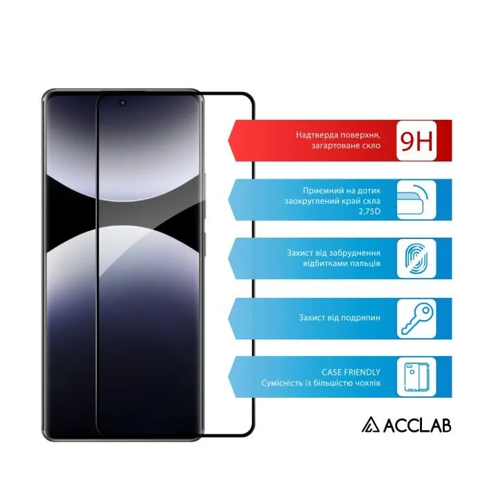Стекло защитное ACCLAB Full Glue Xiaomi Redmi Note 14 Pro 4G Black (1283126620607) изображение 3