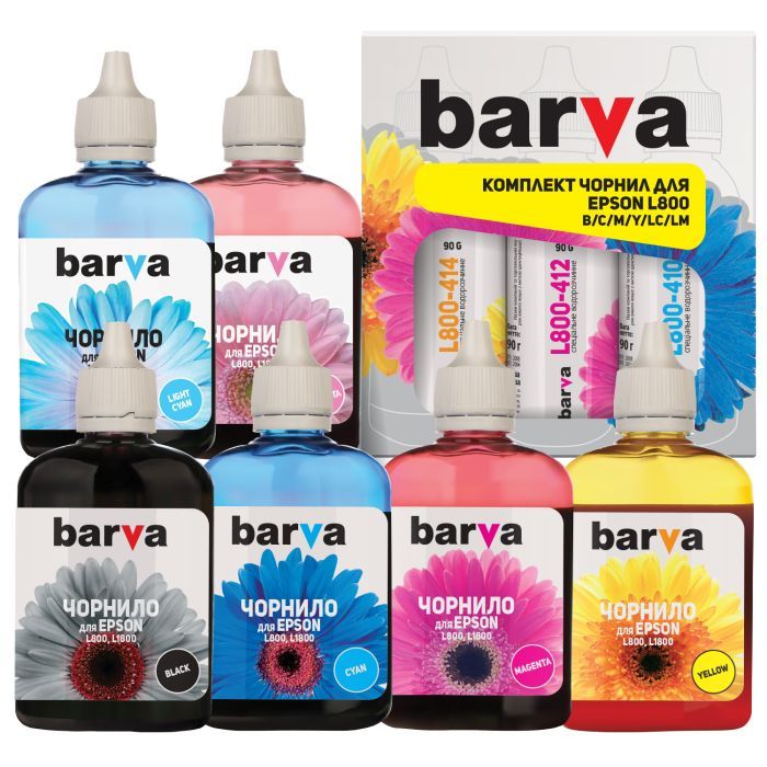 Чернила Barva Epson 673 90г*6 B/C/M/Y/LC/LM L800/L810/L850/L1800 (L800-090-MP)