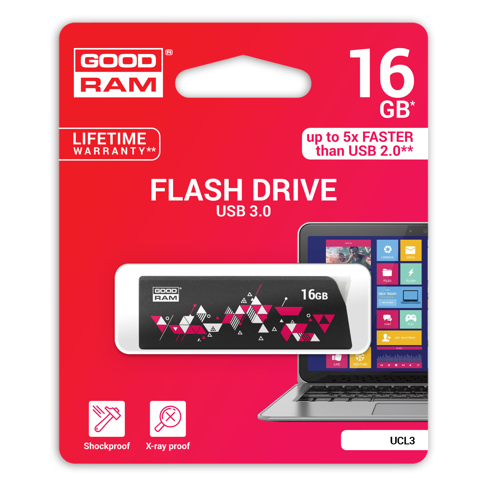 USB флеш накопитель Goodram 128GB UCL3 Click Black USB 3.0 (UCL3-1280K0R11) изображение 4