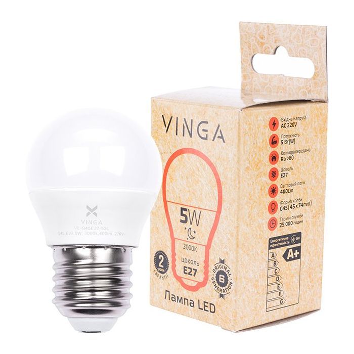 Лампочка Vinga VL-G45E27-53L