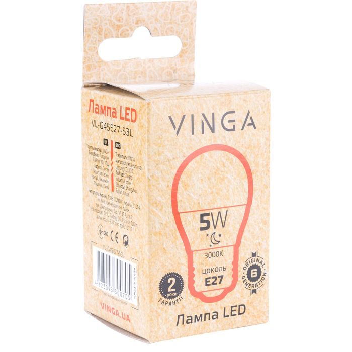 Лампочка Vinga VL-G45E27-53L зображення 2