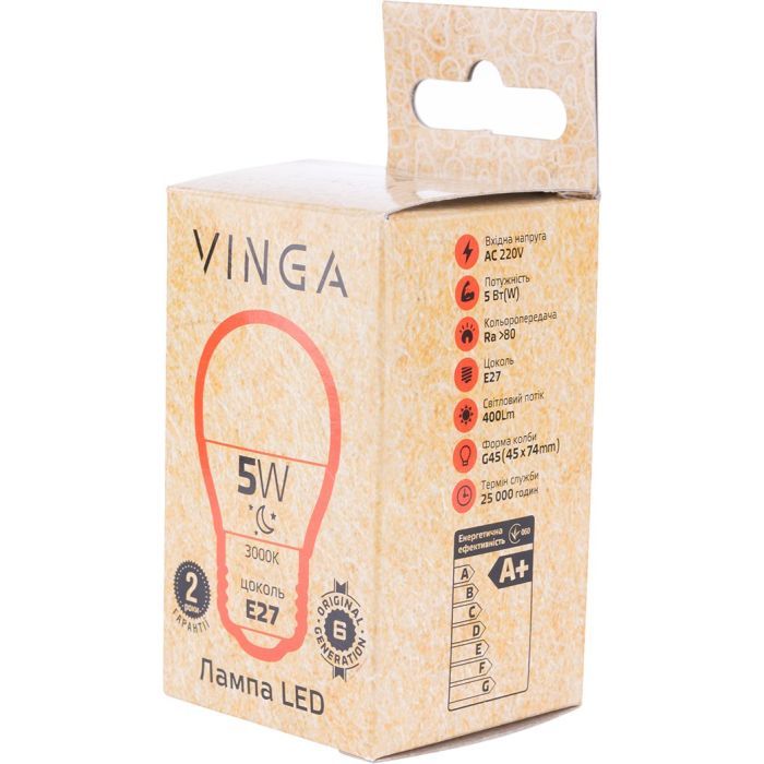 Лампочка Vinga VL-G45E27-53L зображення 4