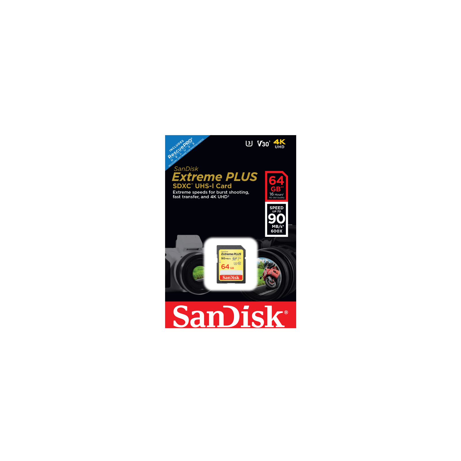 Карта пам'яті SanDisk 64GB SDXC class 10 UHS-I U3 4K Extreme Plus (SDSDXWF-064G-GNCIN) зображення 3