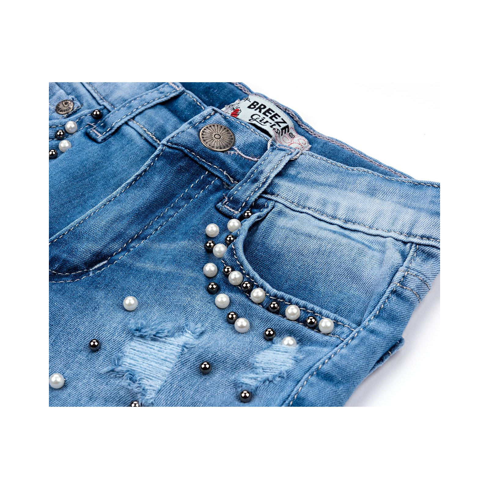 Шорти Breeze джинсові з намистинами (20139-128G-blue) зображення 4