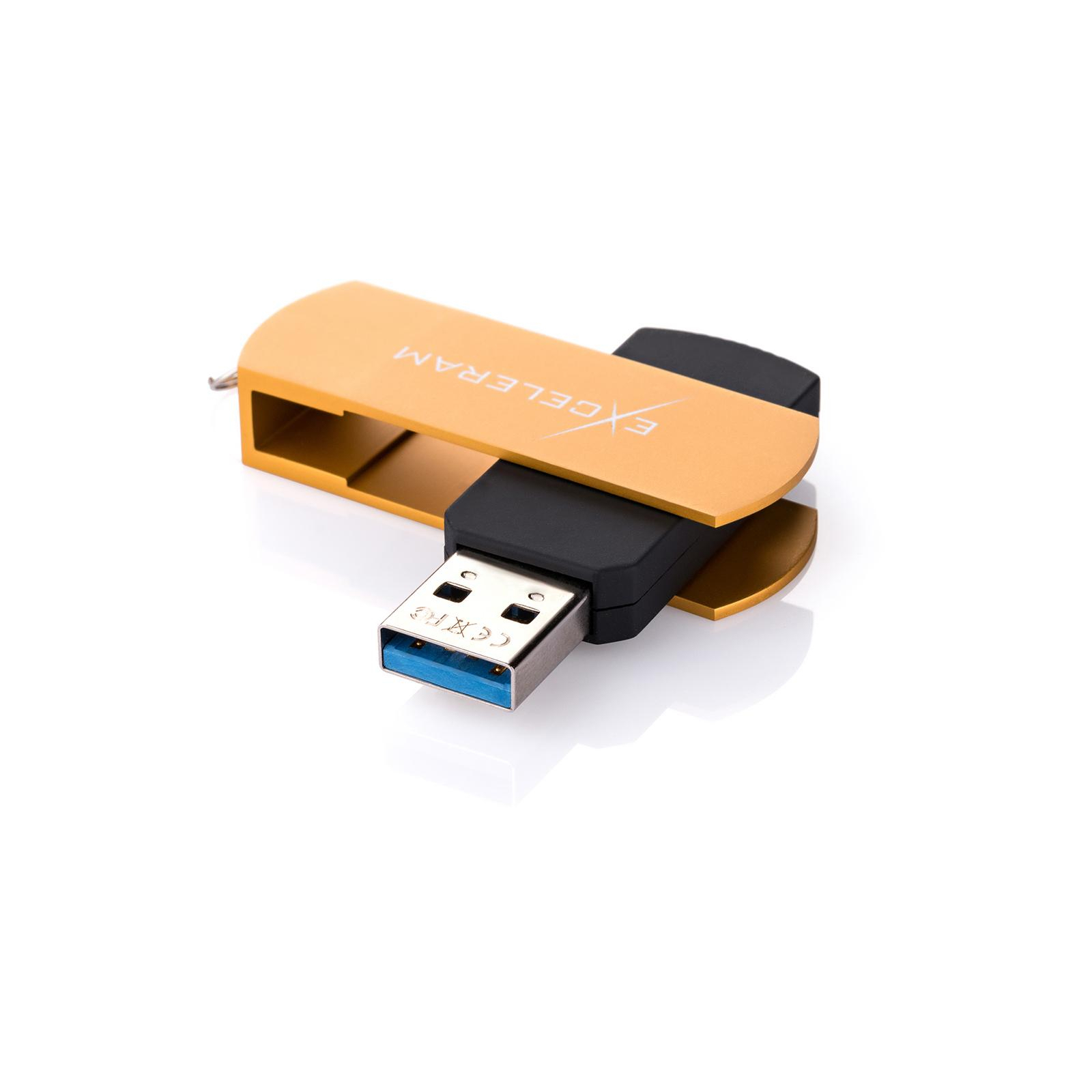 USB флеш накопитель eXceleram 128GB P2 Series Gold/Black USB 3.1 Gen 1 (EXP2U3GOB128) изображение 2