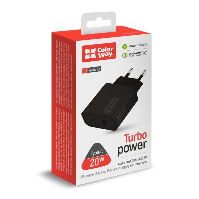 Зарядное устройство ColorWay Power Delivery Port USB Type-C (20W) V2 black (CW-CHS026PD-BK) изображение 7
