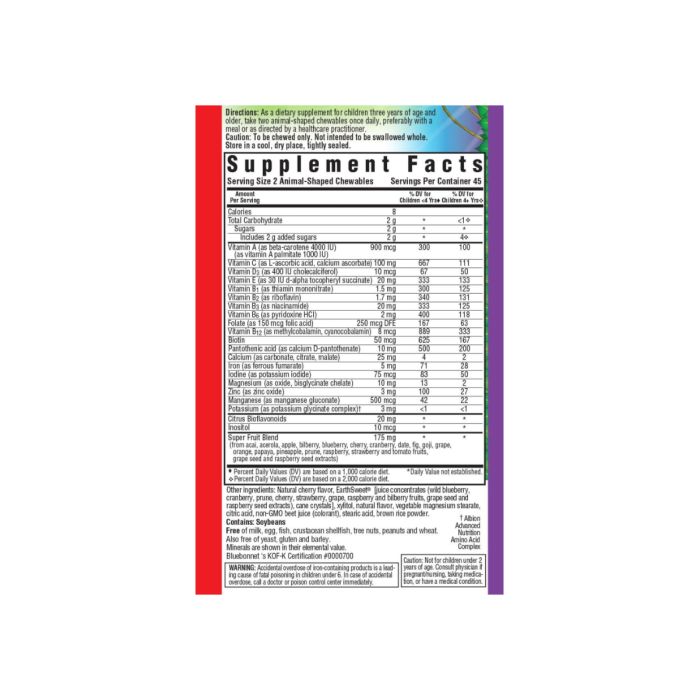 Витамин Bluebonnet Nutrition Витамин D3 400IU для Детей, Вкус Ягод, Rainforest Animalz, (BLB-00194) изображение 2