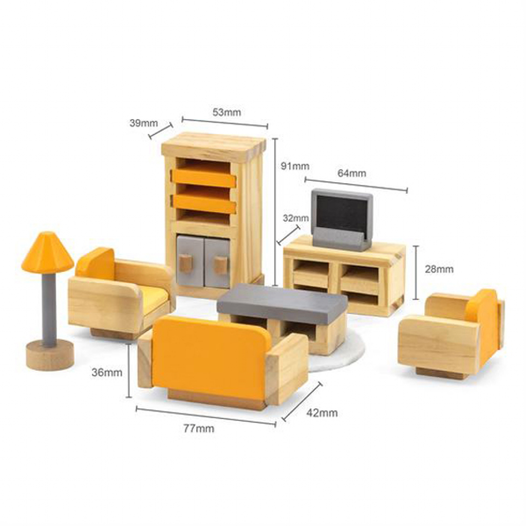 Игровой набор Viga Toys Деревянная мебель для кукол PolarB Гостиная (44037) изображение 3