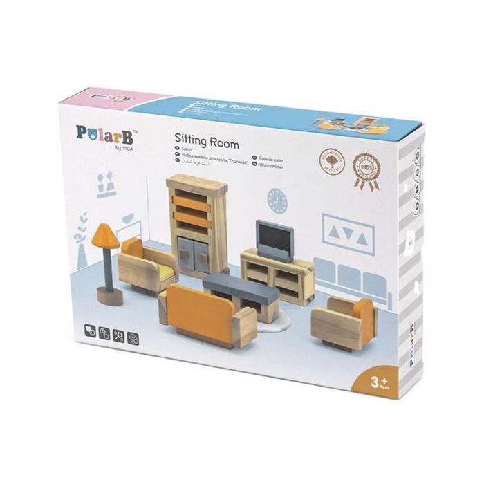 Ігровий набір Viga Toys Дерев'яні меблі для ляльок PolarB Вітальня (44037) зображення 4