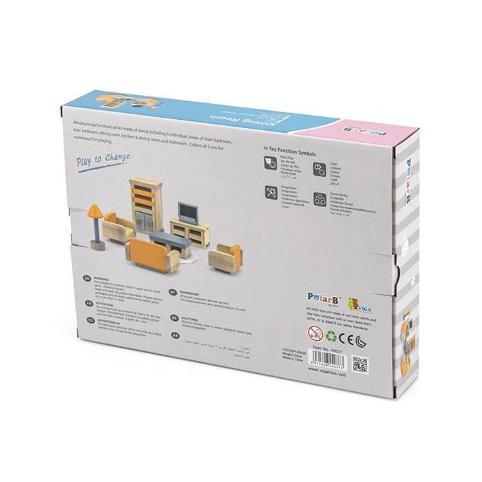 Ігровий набір Viga Toys Дерев'яні меблі для ляльок PolarB Вітальня (44037) зображення 5