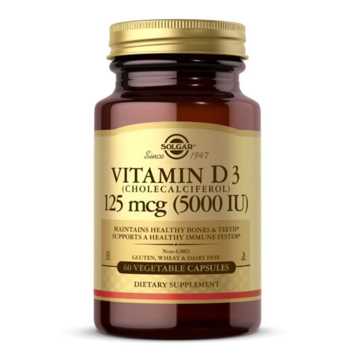 Витамин Solgar Витамин D3, Cholecalciferol, 5000 IU, 125 мкг, 60 вегетариа (SOL03312)
