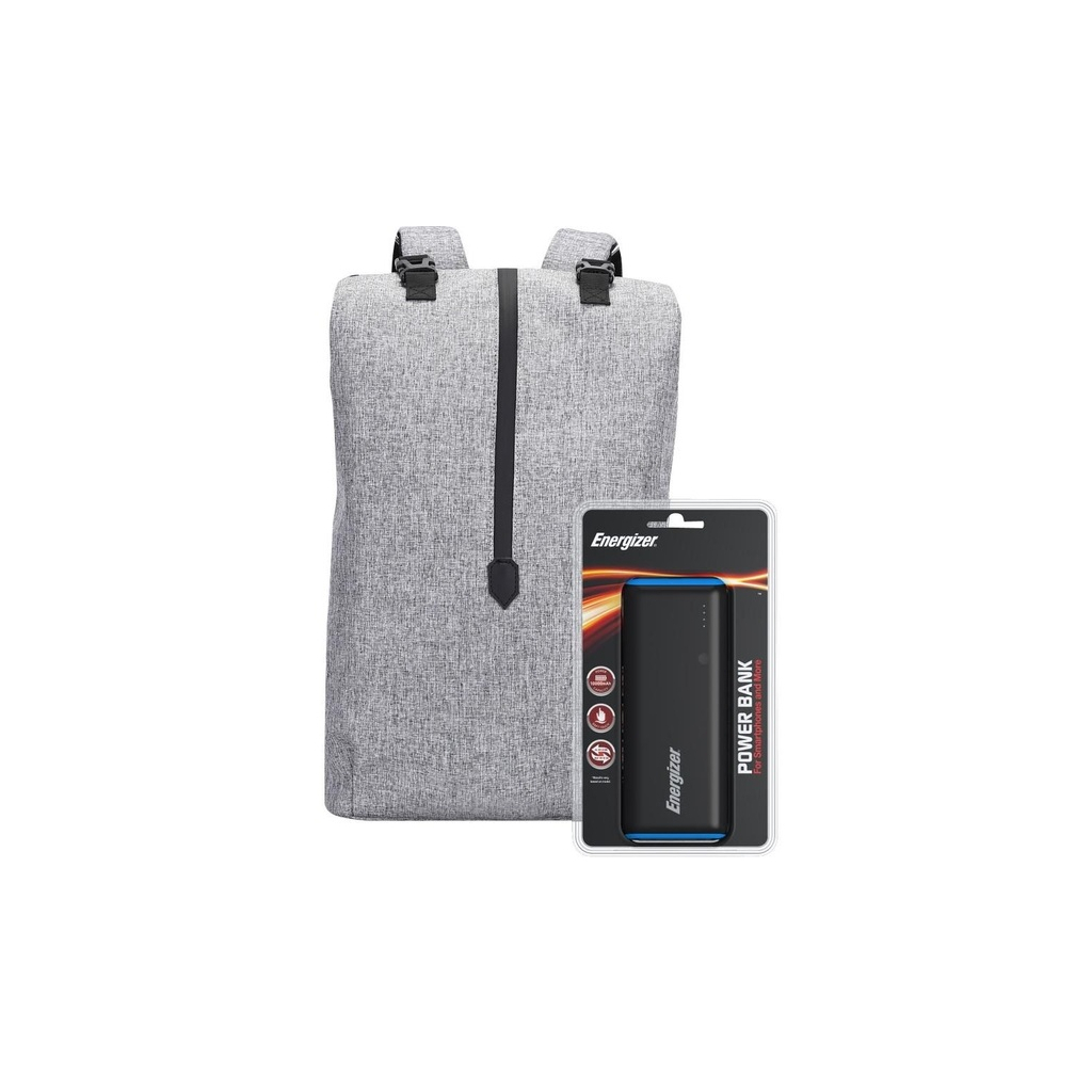 Рюкзак для ноутбука Energizer 15.6'' EPB004 Grey + powerbank UE10007 Black (EPB004-GY+UE10007)