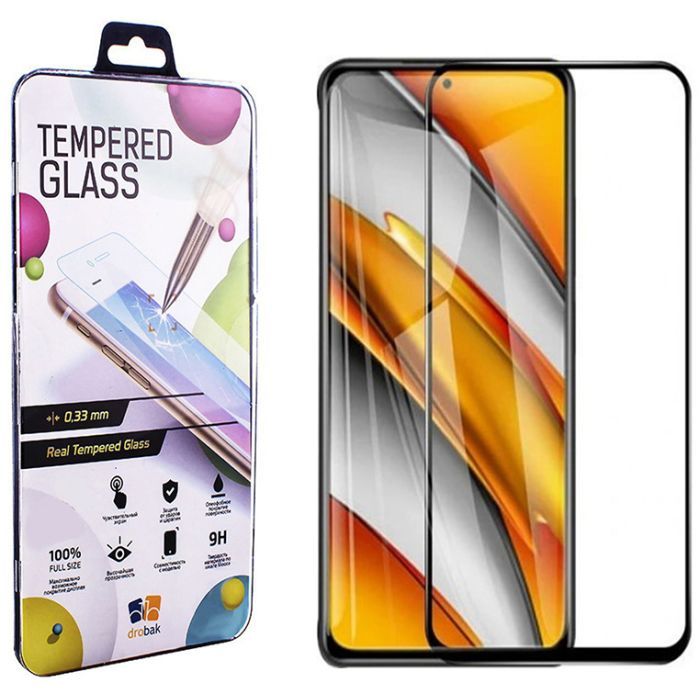 Стекло защитное Drobak Poco M3 Pro Black Frame A+ (494910)