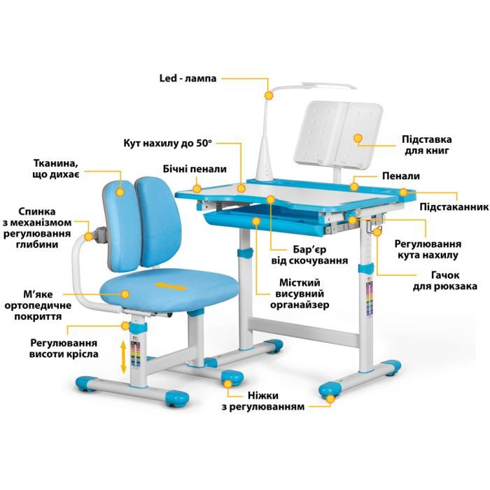 Парта зі стільцем Evo-kids BD-23 BL зображення 2