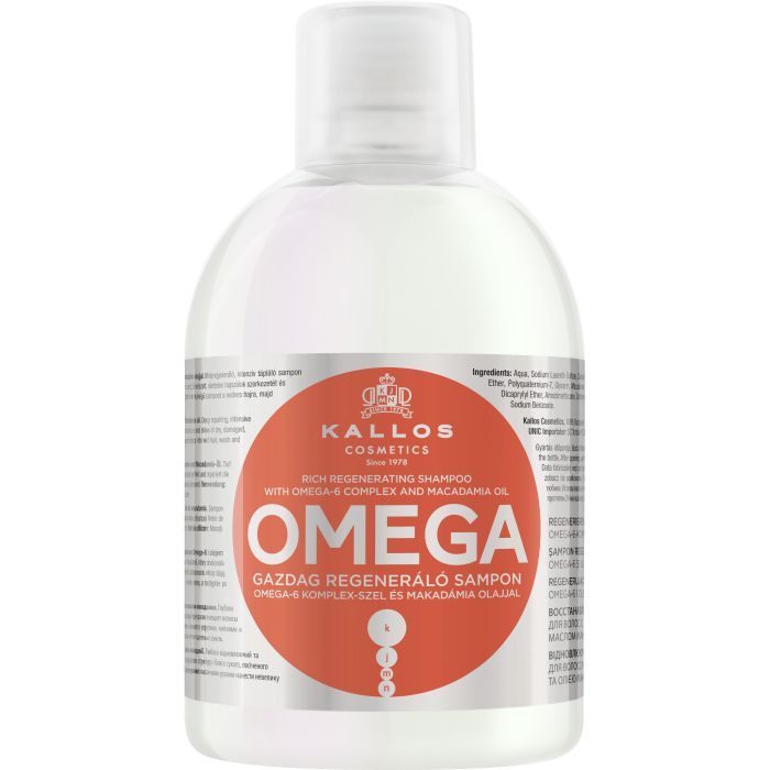 Шампунь Kallos Cosmetics Omega Восстанавливающий с комплексом Омега-6 и маслом макадамии 1000 мл (5998889511586)