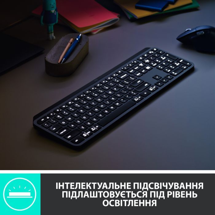 Клавиатура Logitech MX Keys Advanced for Business Wireless Illuminated UA Graphite (920-010251) изображение 9