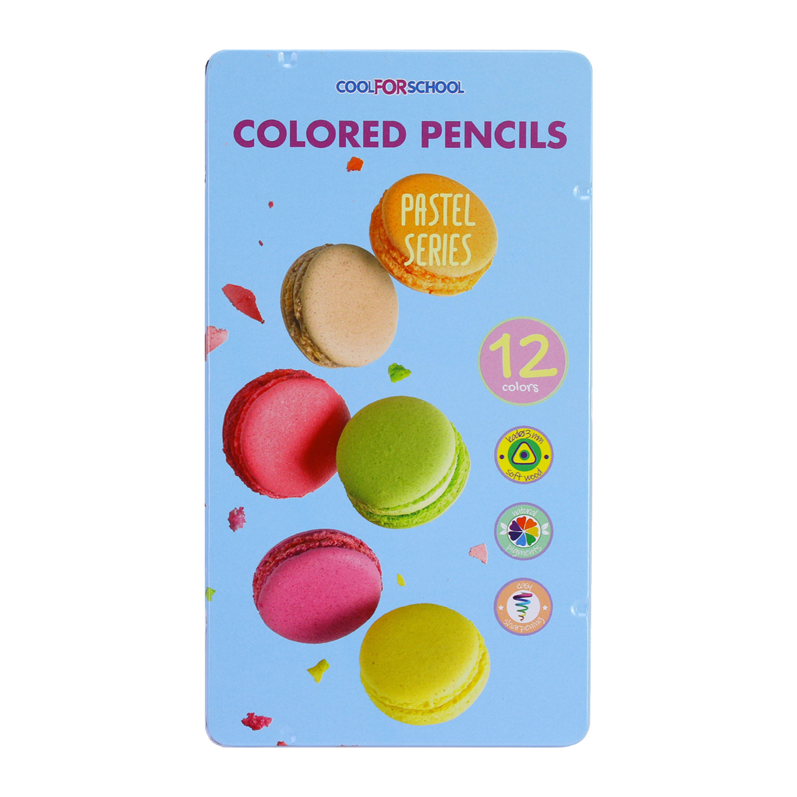 Карандаши цветные Cool For School Pastel Премиум в металлической коробке 12 цветов (CF15188)