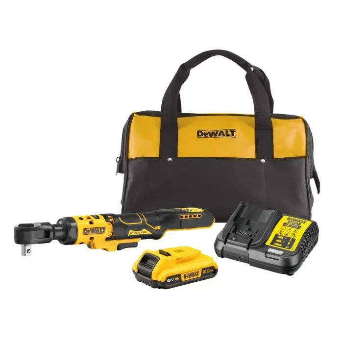 Гайковерт DeWALT угловой - трещётка, 18V XR Li-lon 2Ah, 95 Нм, сумка (DCF512D1)
