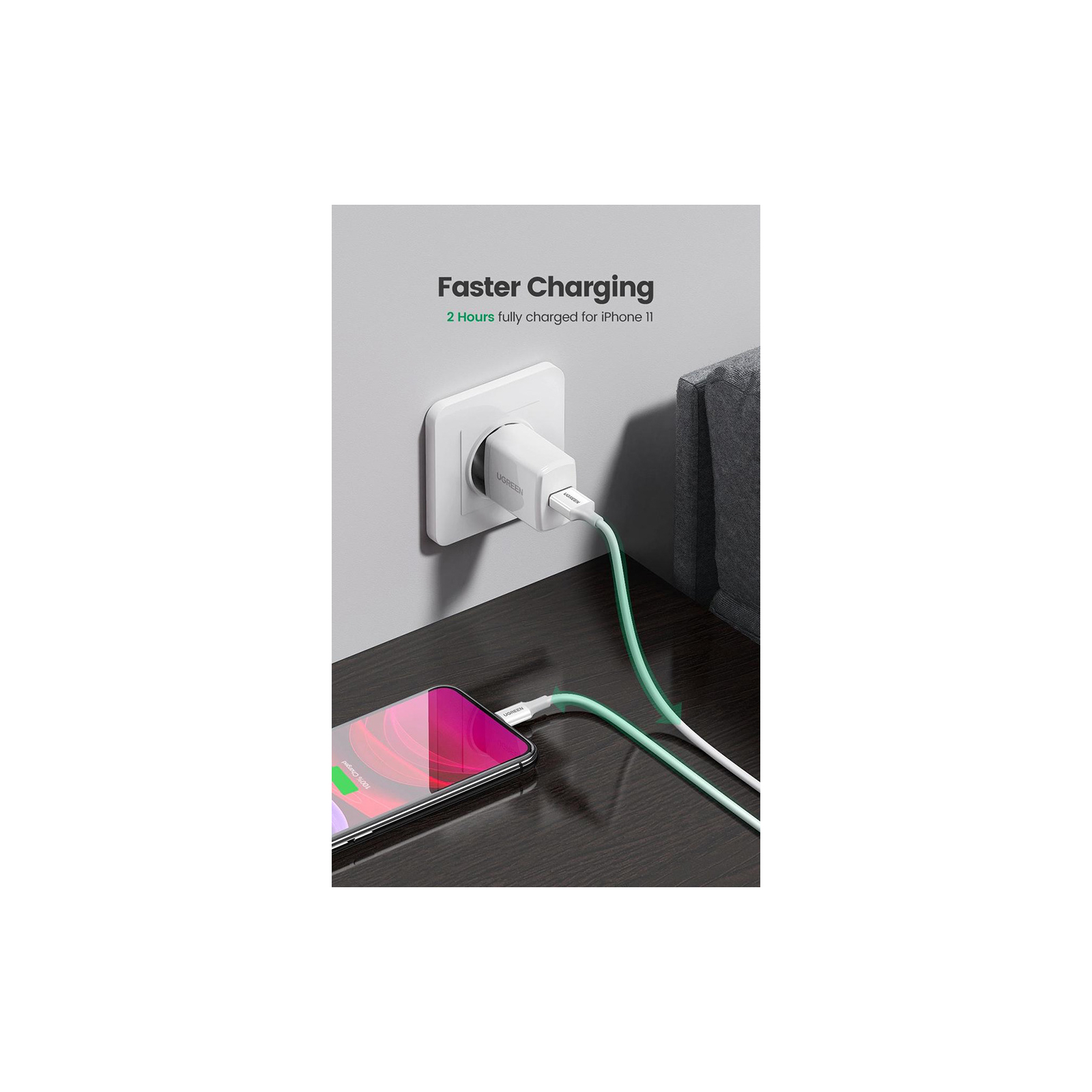 Дата кабель USB 2.0 AM to Lightning 1.0m US155 MFI White Ugreen (US155/20728) изображение 3