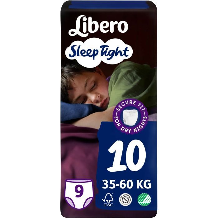 Подгузники Libero Sleep Tight Размер 10 (35-60 кг) 9 шт (7322541180816)